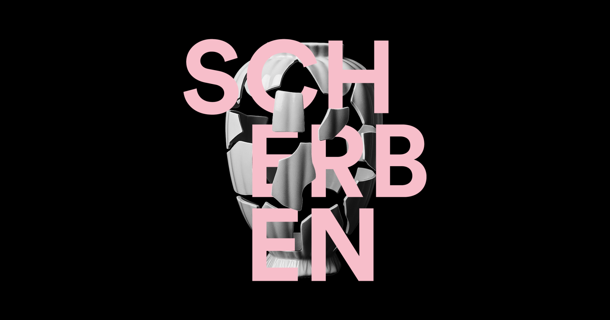 Das Wort "Scherben" in pink auf schwarzem Hintergrund
