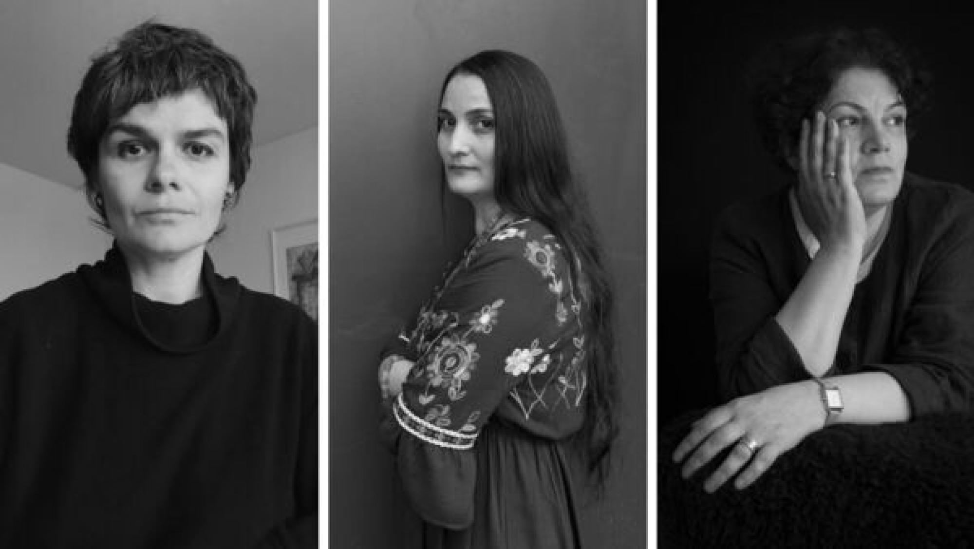 Drei schwarzweiß-Fotos der Autorinnen.