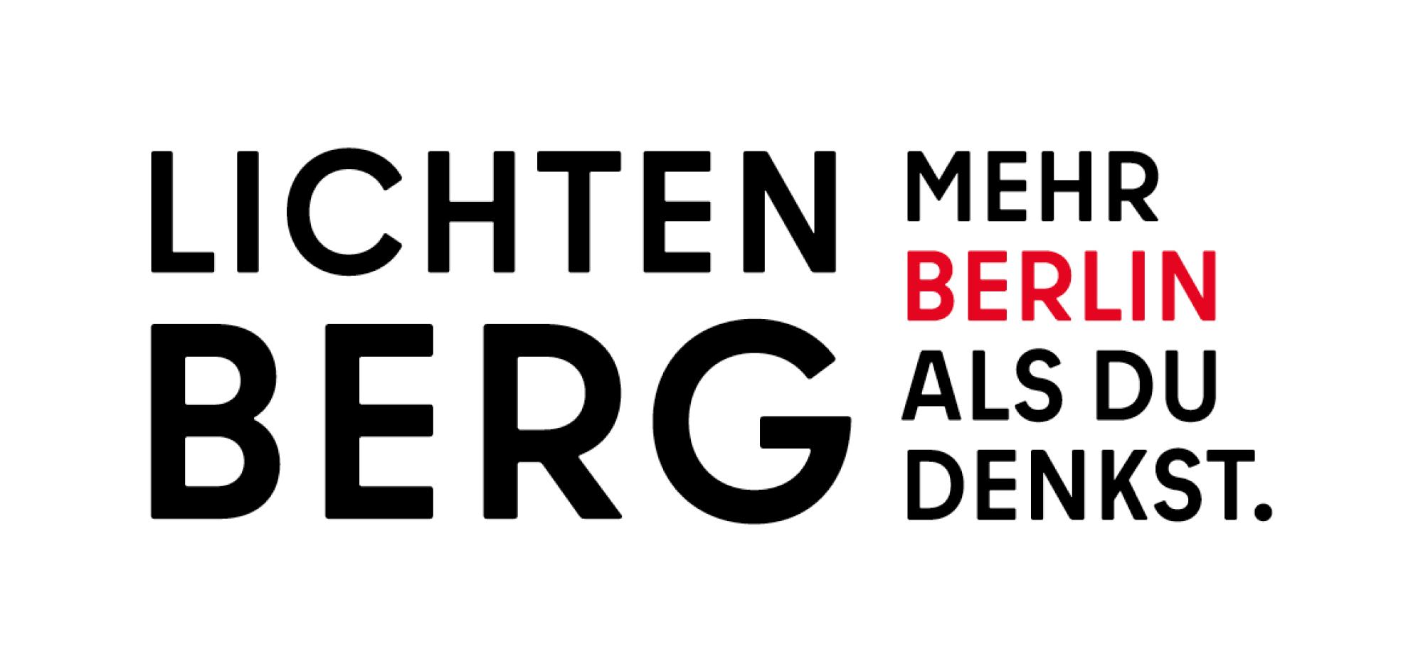 Ein Logo mit dem Schriftzug "Lichtenberg. Mehr Berlin als du denkst."